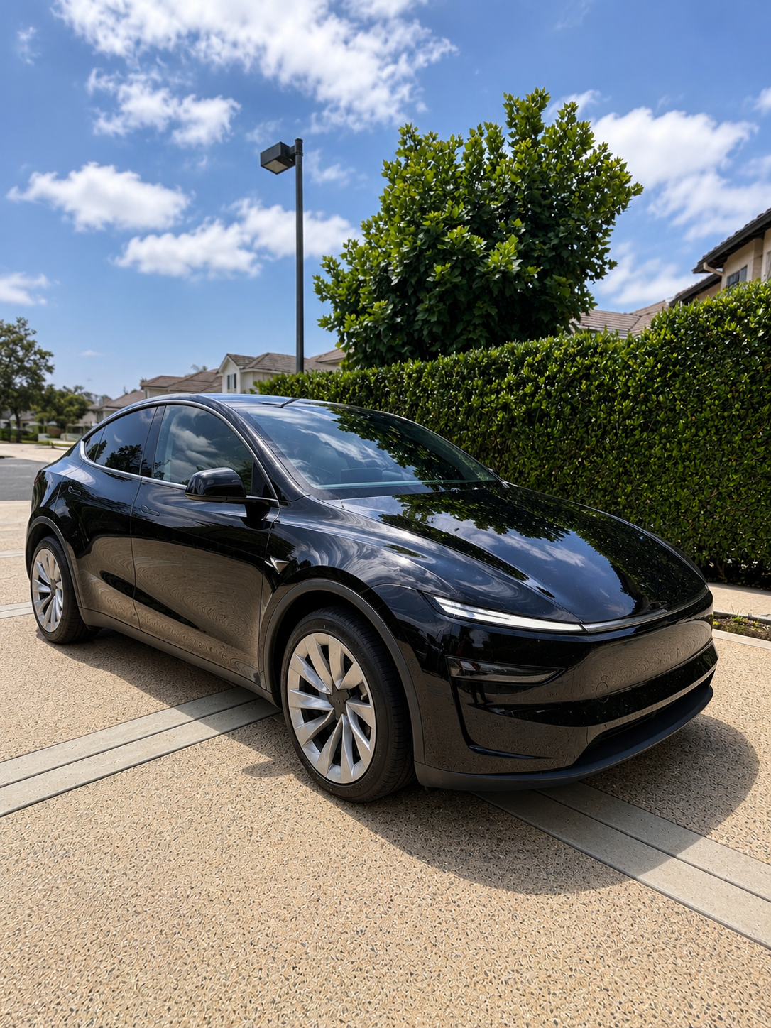 Tesla Model Y with freshly tinted windows